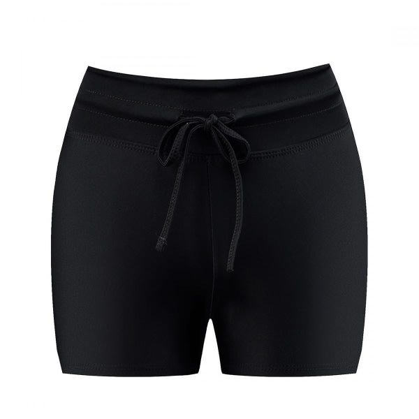 Badshorts för damer Baddräkt med hög midja Underdelar Baddräkt Pojkshorts Badkläder Bikiniboardshorts, svart, l