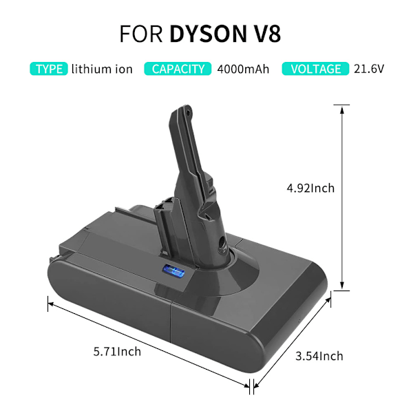 21,6V 6500mAh Batteribyte för Dyson V8