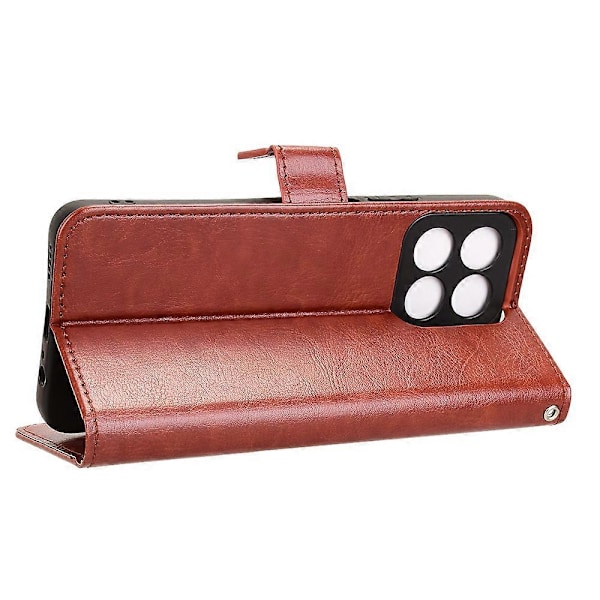 Til Honor 200 Smart 5G/ Play 60 Plus 5G Støtte Etui Læder Wallet Telefon Etui Crazy Horse Tekstur Brown