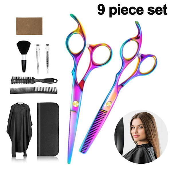 9 pcs hairdressing scissors hairdressing scissors hair cutting set, colorful