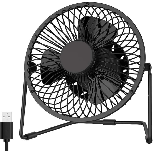 USB Desk Fan 5 Inch Desktop Silent Fan Air Circulator 2 Speeds Brushless Motor Noiseless for Home and Office Laptop PC Table Fan - Black