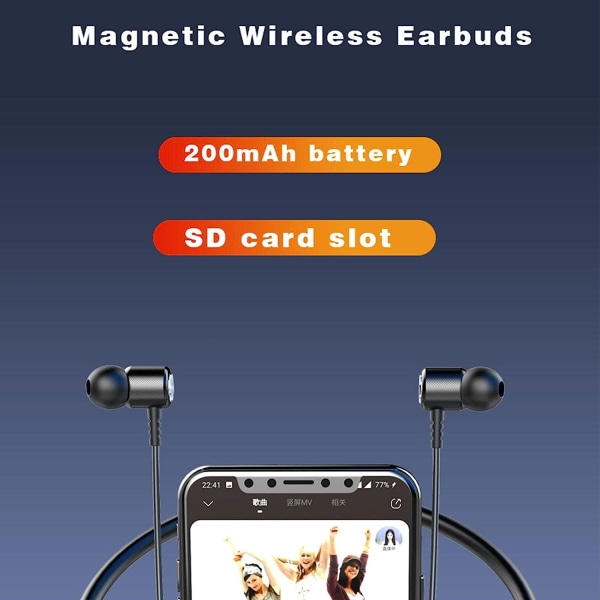 Bluetooth 5.1 Hörlurar med halsband, Trådlösa sporthörlurar