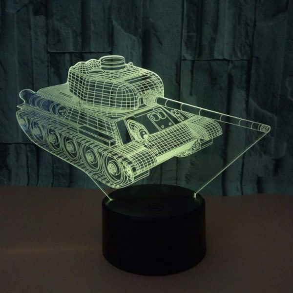 WJ 3D Illusion Lamp Tank Stämningsljus 7 färgskiftande Akryl LED Nattljus USB -kablar Sovrum Skrivbordsdekoration