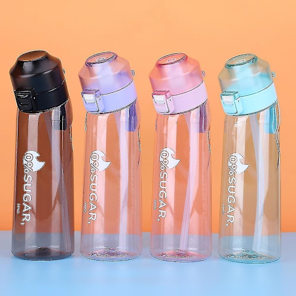 Vattenflaska med Smak, 7 Smakkapslar Air Water Up Flaska Frostat Svart 650ml Air Starter Up Set Vattenkopp för Camping Sport 7st Poddar B 7pcs pods B China
