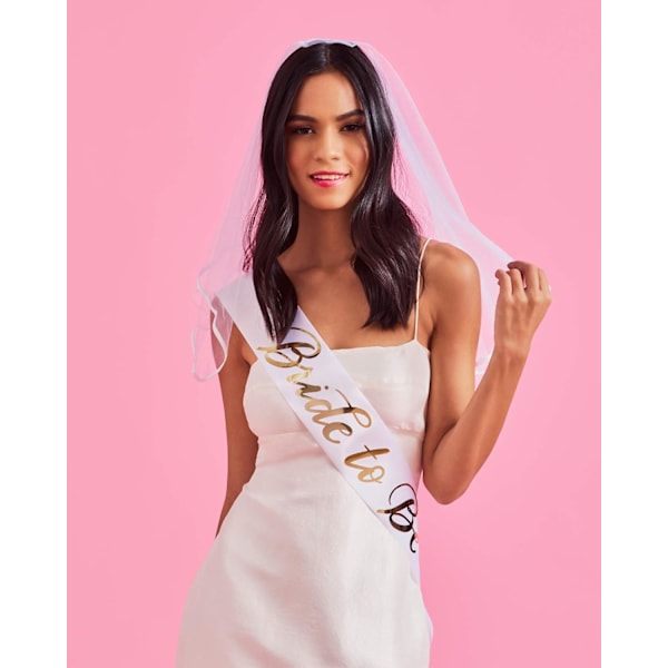 Utdrikningslag Rose Gull Skjerf + Slør - Bride to Be | Utdrikningslag Dekorasjoner Kit - Skjerf til Bruden | Bryllupsgave