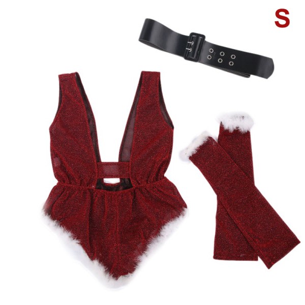 1Set Erotisk Sexig V-ringad Body Suit Jul Underkläder Bodysuit S