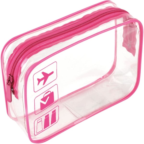 Transparent necessär för resa, TSA-godkänd, 1 liter, transparent flygplansväska, transparent sminkväska för vätskor, transparent duschväska pink