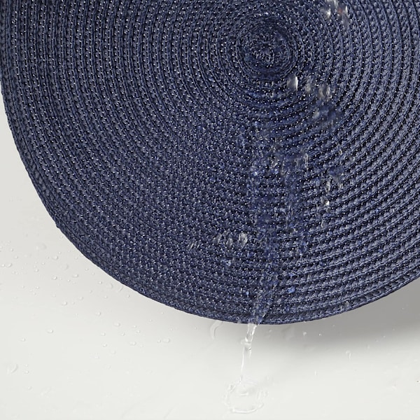 Runda Bordstabletter Set om 6, 38 cm Diameter, Vävda Värmebeständiga Tvättbara Bordstabletter för Hemmakök, Matbord, Utomhus, Fest, Marinblå