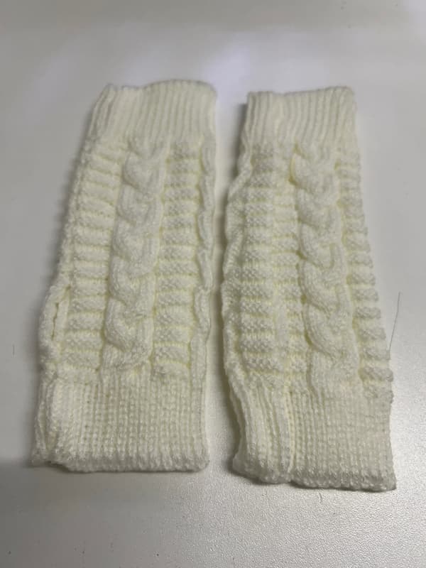 Fingervantar med stickat mönster Vit Vit one size