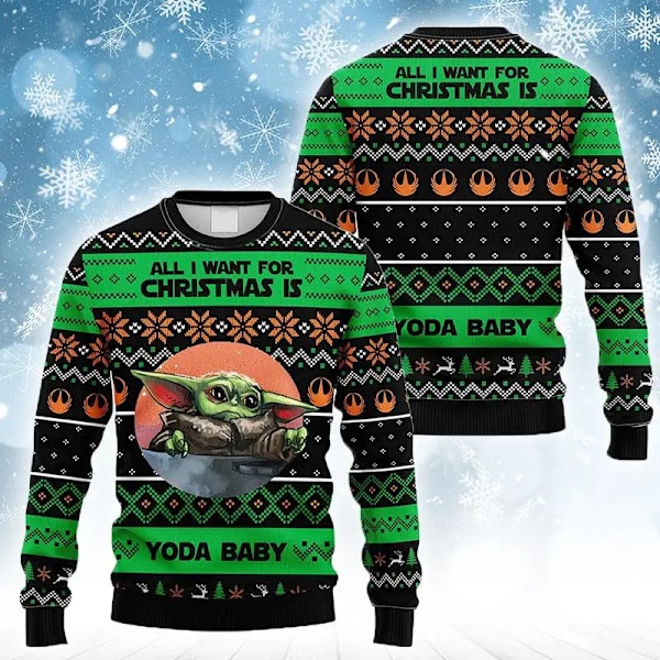 The Mandalorian And Grogu Baby Yoda Ugly Sweater 2024 Merry Christmas Men Pullover Höst Vinter Star Wars Damtröja style 1