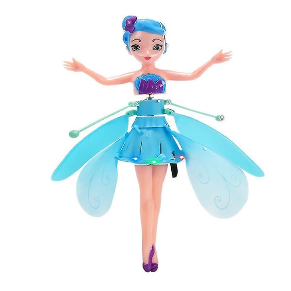 Magic Flying Fairy Princess Doll Flygande Fairy Toy Led Light Sky Dancers Flygande docka Barn Inomhus Utomhusaktiviteter Leksaker Blue