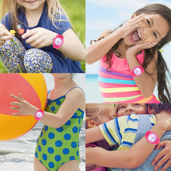 Analog watch för barn, 30 M vattentät - 3D söt tecknad watch för tjejer med nylon 5