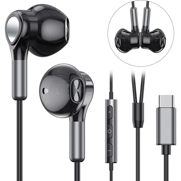 USB C Øretelefoner for Samsung Galaxy S23 Ultra S22 S21 FE S20 A53 A54 USB C Øretelefoner med Mikrofon In-ear Øretelefoner med Kabel Hodetelefoner USB Type