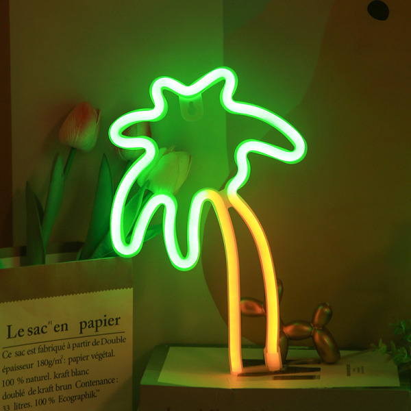 Palm Tree LED Neon Nattlampa med Bas