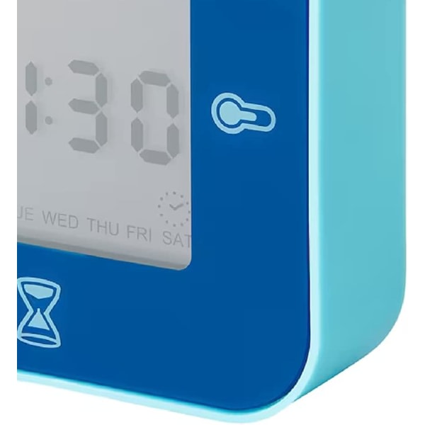 Klocka/termometer/alarm/timer, 4 funktioner bordsklocka (blå)