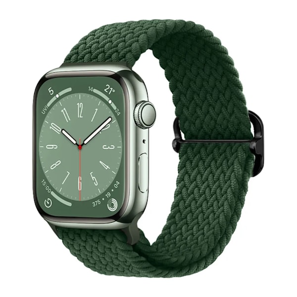 Flätad ögla för Apple Watch Rem 44mm 40mm 45mm 41mm 42mm 38mm 49mm Elastiskt Solo armband iWatch series 9 se 7 5 6 Ultra2 Band 58.Cedar green 58.Cedar green 42mm 44mm 45mm 49mm