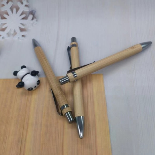 4 st set bambu trä kulspetspenna 1,0 mm kulspets blue