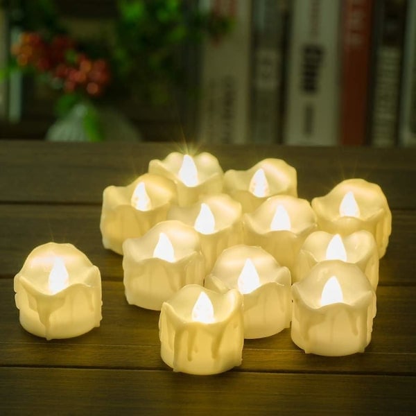 LED timerljus, 12-pack LED värmeljus med timer, flimrande värmeljus