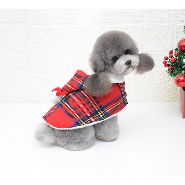 Husdyrkostumer Julekostume Hundekostume Hvalpekostume Teddy Pomeranian Rød Ternet Red Plaid XXL