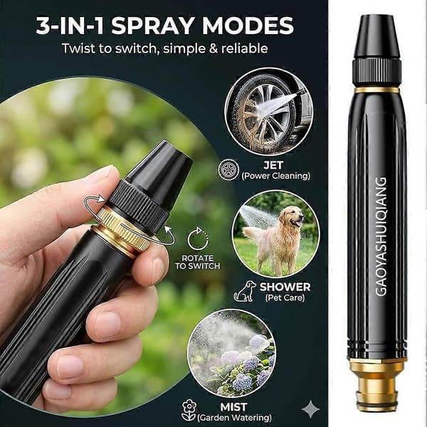 Högtryckstvättmunstycken för hemmet, vattenslangmunstycken för trädgårdsslangar, blomvattning Single Nozzle 3pcs