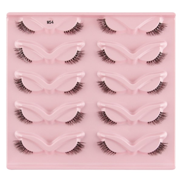 Halve Vipper Naturlig Look Wispy Cat-eye Øyevipper 3D Løse Øyevipper Fluffy-Myke 10 Par Falske Mink Kunstige Vippesett E