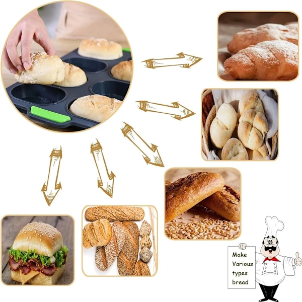 Mini baguette bageform, non-stick pande med huller, brødbageform, perfekt til bagning af baguettes