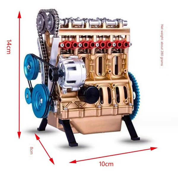 4-cylindret bilmotor kit Voksenmodel, motor model skrivebordsmotor, resin