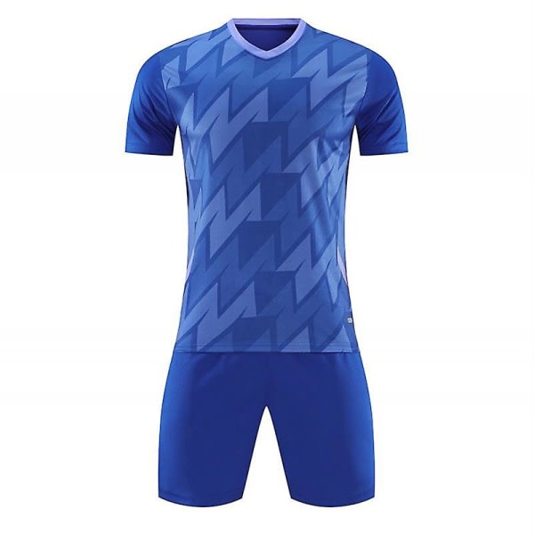 Nytt mode fotbollströjor set för vuxna och barn fotboll T-shirt och shorts Pojkar Futbol träningsdräkter Löpsportkläder 2XL Blue(77676)