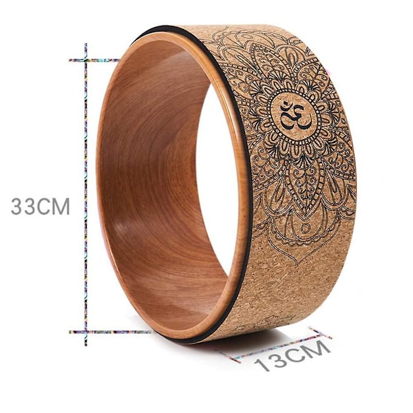 Kork Yoga Hjul til Yoga Poser og Bagbøjninger Inversioner Træeffekt og Mandala Print, Yoga Prop Hjul