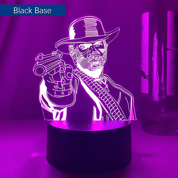 Red Dead Redemption 2 Spill Gave Akryl 3D Lampe for Spillrom Dekor Natlampe RDR2 Arthur Morgan Figur Barn Led Natlampe Svart Base