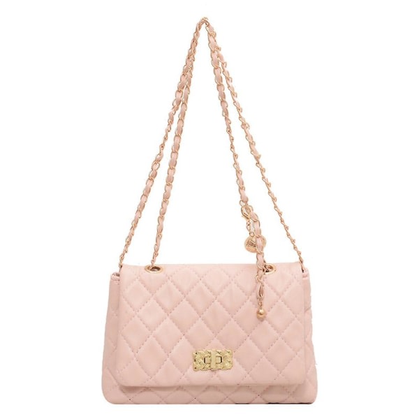 Damaxelväska Mode Clutch Handväska Quiltad Designer Crossbody-väska med kedjerem pink