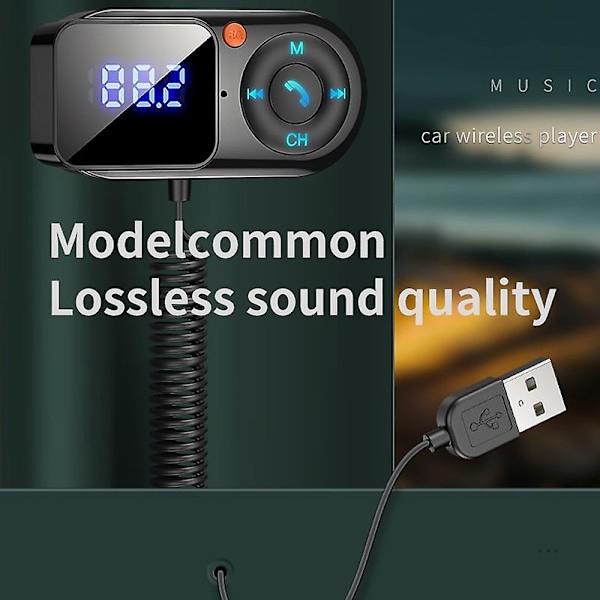 Fm Transmitter Trådløs Bluetooth 5.0 Bil Transmitter Bluetooth Aux Audio Receiver Mp3 Afspiller Bil Kit Håndfri Indbygget Mikrofon