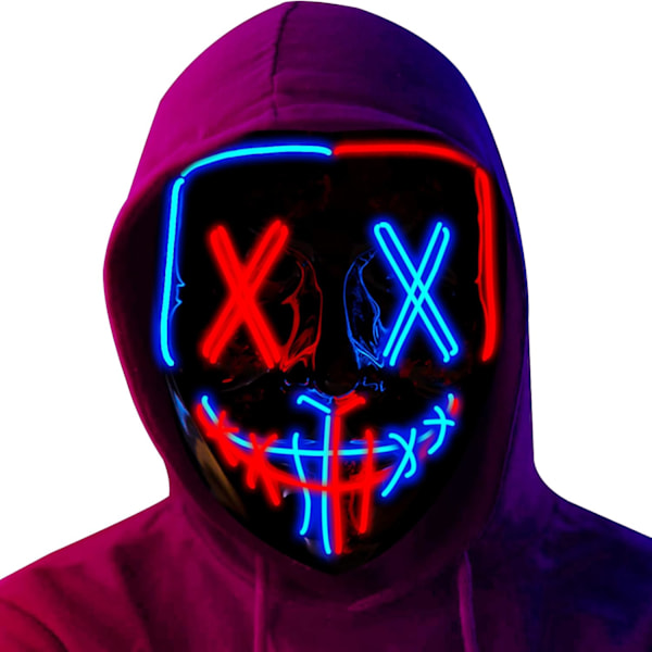 Mask LED Ljusmask Skräckmask för Helg Cosplay Kostym Maskerad, Karneval[GKS] Ice Blue