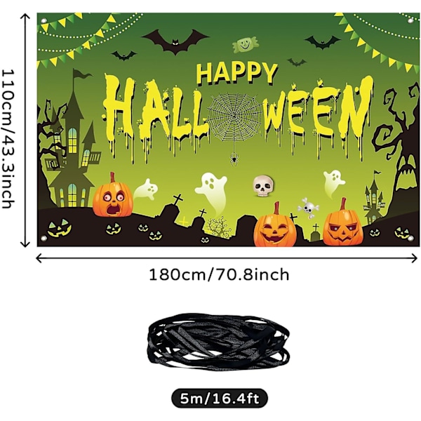 Halloween-dekorationer, grøn Halloween-bannerbaggrundsdekoration, glad Halloween-banner til Halloween-festbaggrund, ideel til hjemmet, haven, indendørs og udendørs