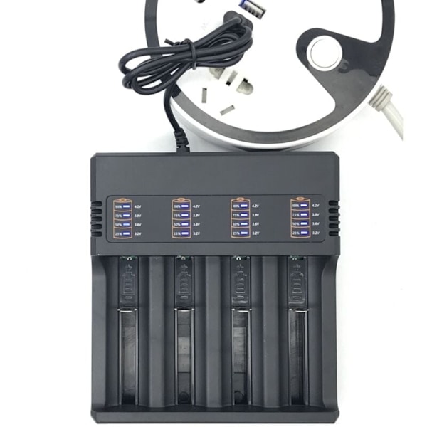 4-slots Smart 18650 Oplader Lithium Batterioplader Universal USB Batt