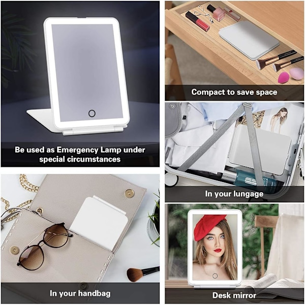 Makeup Spejl Genopladelig, Bærbar USB Sminke Spejl