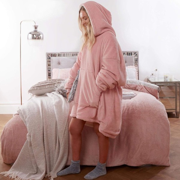Sienna Hoodie, Ultra Mjuk Sherpa Fleece, Varm, Mysig, Bekväm, Stor och Portabel, Stor Tröja rosa pink one size