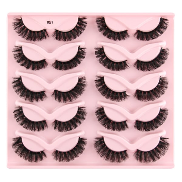Halve Vipper Naturlig Look Wispy Cat-Eye Øyevipper 3D Løse Øyevipper Fluffy-Myke 10 Par Falske Mink Kunstige Vipper Sett G