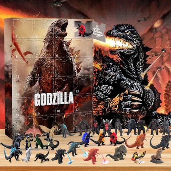 Godzilla-hahmo joulukalenterissa 2024 - 24 päivän lasku, blindbox, yllätyspalkinto