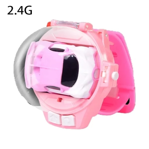 2.4G Mini RC Bil Klockleksak LED Ljus Elektrisk Induktion Klocka Plysch Kanin Hund Krabba RC Bil Pojkar och Flickor Leksak Present pink