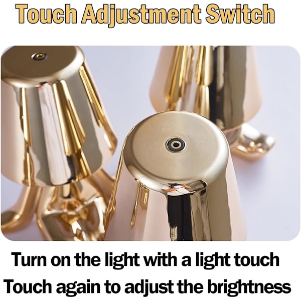 Nattbord Touch Control Bordlampe, Thinker Gullmann Statue LED Bordlampe, USB