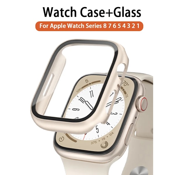 Glas+ Cover til Apple Watch etui 9 8 7 6 SE 5 iWatch Tilbehør Skærmbeskytter Apple Watch Series 45mm 41mm 44mm 40mm 42mm 38mm Oliven Oliven 40mm series 654SE Olive