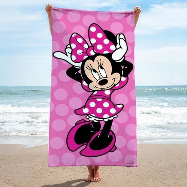 Minnie Mouse -rantapyyhe Ros, Beige, Svart, Vit