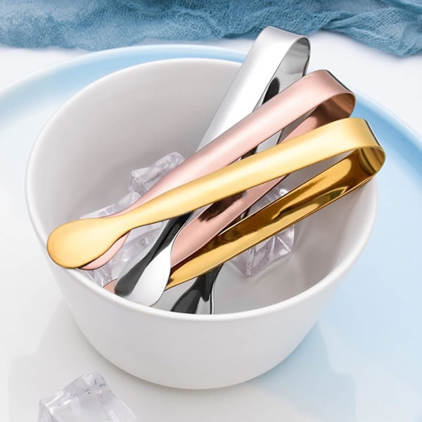 2 stk U-formet isbittang, rustfritt stål, godteri-tang, mini serveringstang