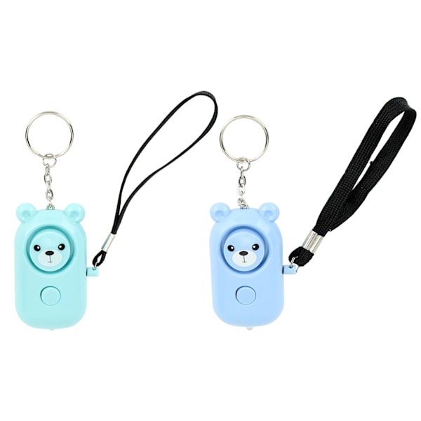 2pcs Security Alarm Bear Style Emergency Alarm Keychain Protection Devices for Women Girls Kids Elderly Blue and Cyan