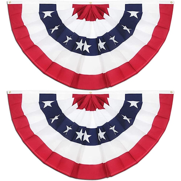 Fan Flag with Pleats (2-Pack), 3x6ft American Flag Pennant, USA