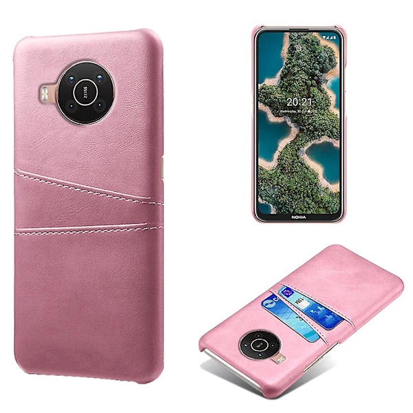 KSQ Dubbla Kortplatser PU Läderbelagt PC Skal Fodral för Nokia X10/Nokia X20 Style C Nokia X10 5G Gradient pink