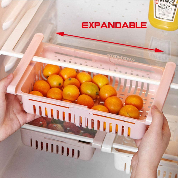 Kylskåpslåda, infällbar förvaringslåda för kylskåp, platsbesparande förvaringskorg under hylla för kylskåp (4-pack)
