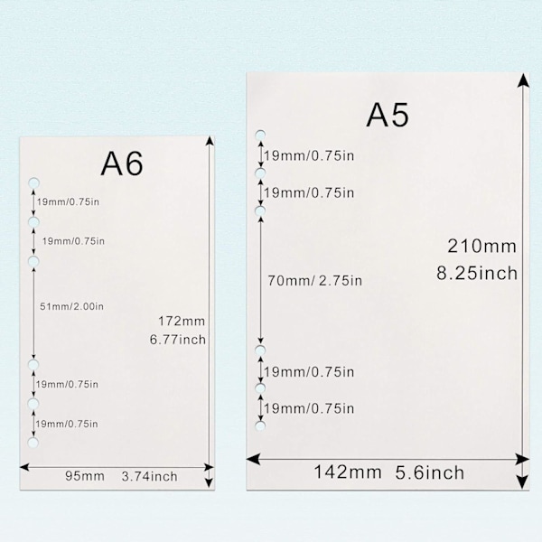 A6 Refillpapper, 3 Förpackningar 100GSM Tjockt Påfyllningsbart Papper 6 Håls Insatser Löst Blad Papper 135 Ark (270 Sidor)