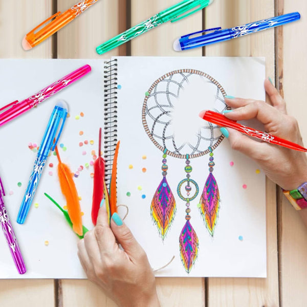 Pyyhittävät mustekynät, pyyhittävät geeli-mustekynät - 12 kpl Multicolor multicolor